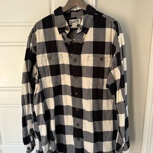 Men's Black and White Plaid Shirt
